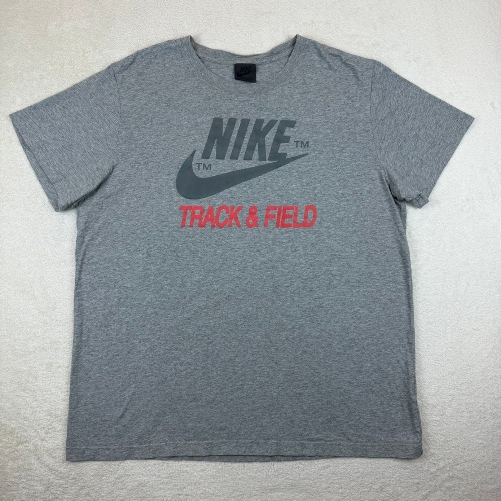 Nike Track & Field Graphic T-Shirt Mens‎ XL Gray Short Sleeve Swoosh Logo